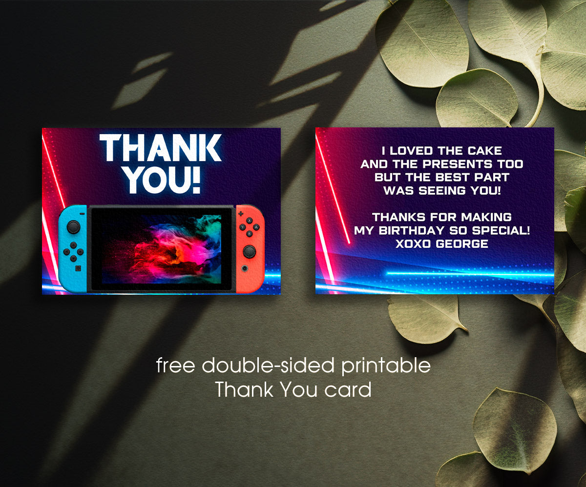 Nintendo Switch Gamer customizable invitation template | Share or Print | NZ326