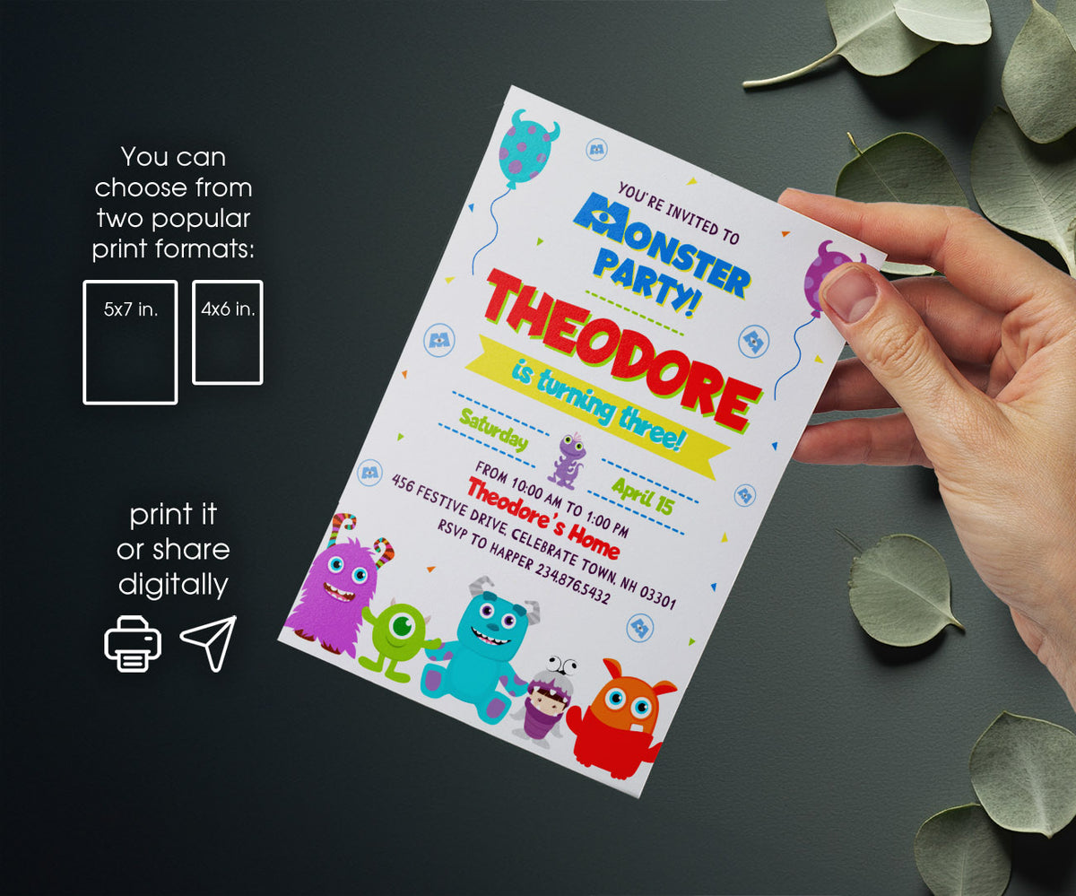 Monsters, Inc. customizable invitation template | Share or Print | WC583