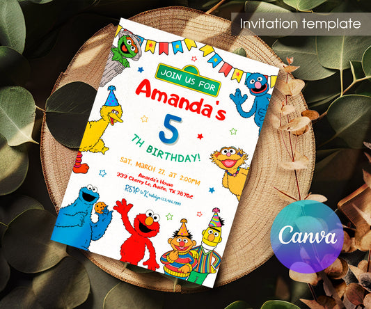 Sesame Street customizable invitation template | Share or Print | IZ353