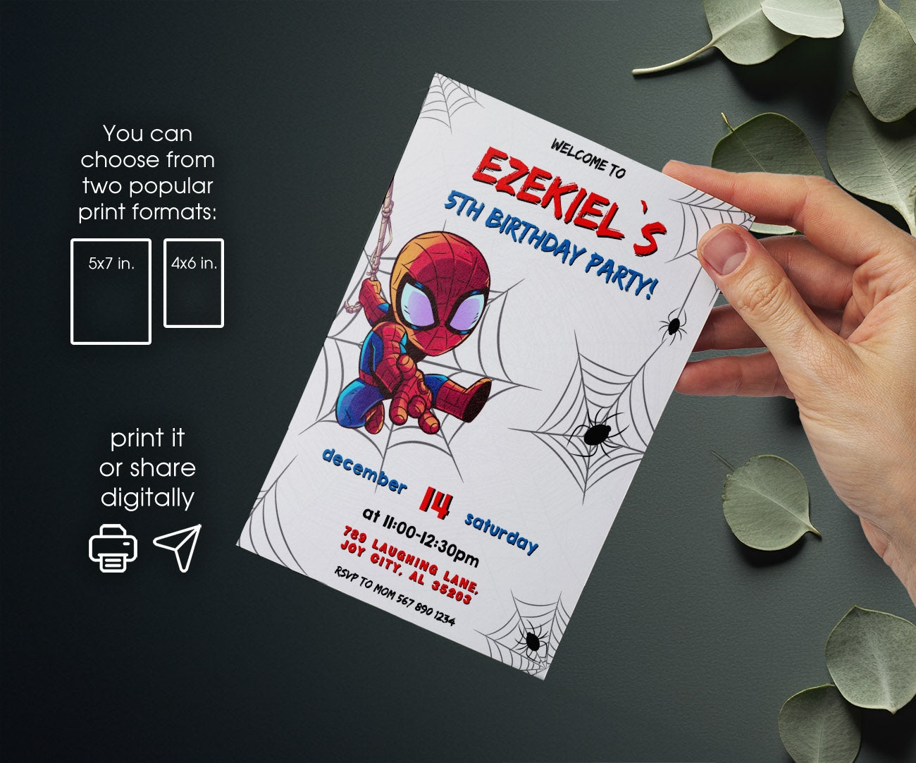 Spidey and His Amazing Friends customizable invitation template | Share or Print | boy | ZM599