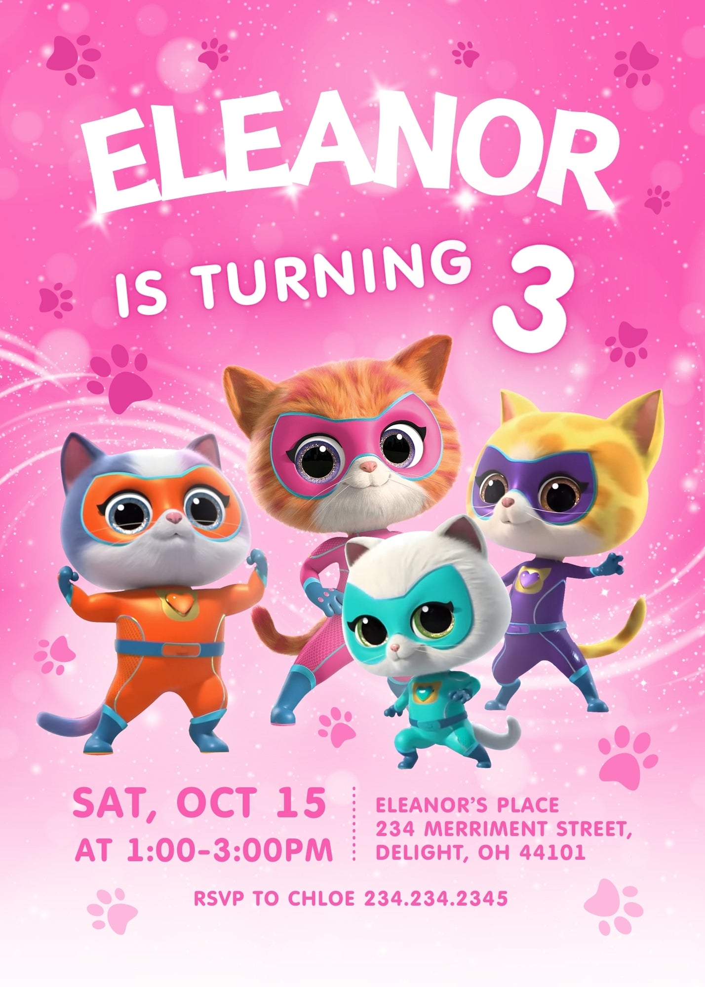 SuperKitties customizable invitation template | Share or Print | QG039