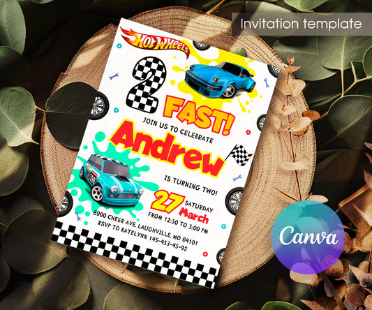 Hot Wheels Two Fast 2 Furious customizable invitation template | Share or Print | boy | BZ955