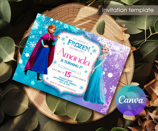 Frozen Elsa customizable invitation template | Share or Print | girl | HL773