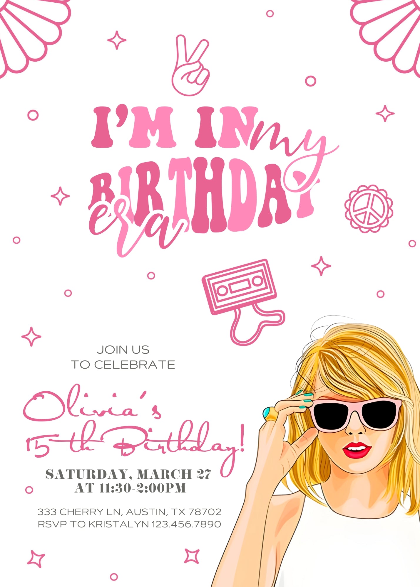Taylor Swift Eras Tour customizable invitation template | Share or Print | girl | RP681