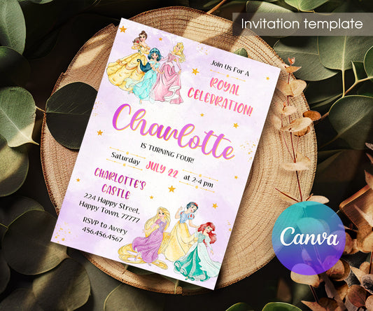 Disney Princess customizable invitation template | Share or Print | girl | JH972