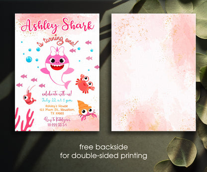 Baby Shark customizable invitation template | Share or Print | TY538