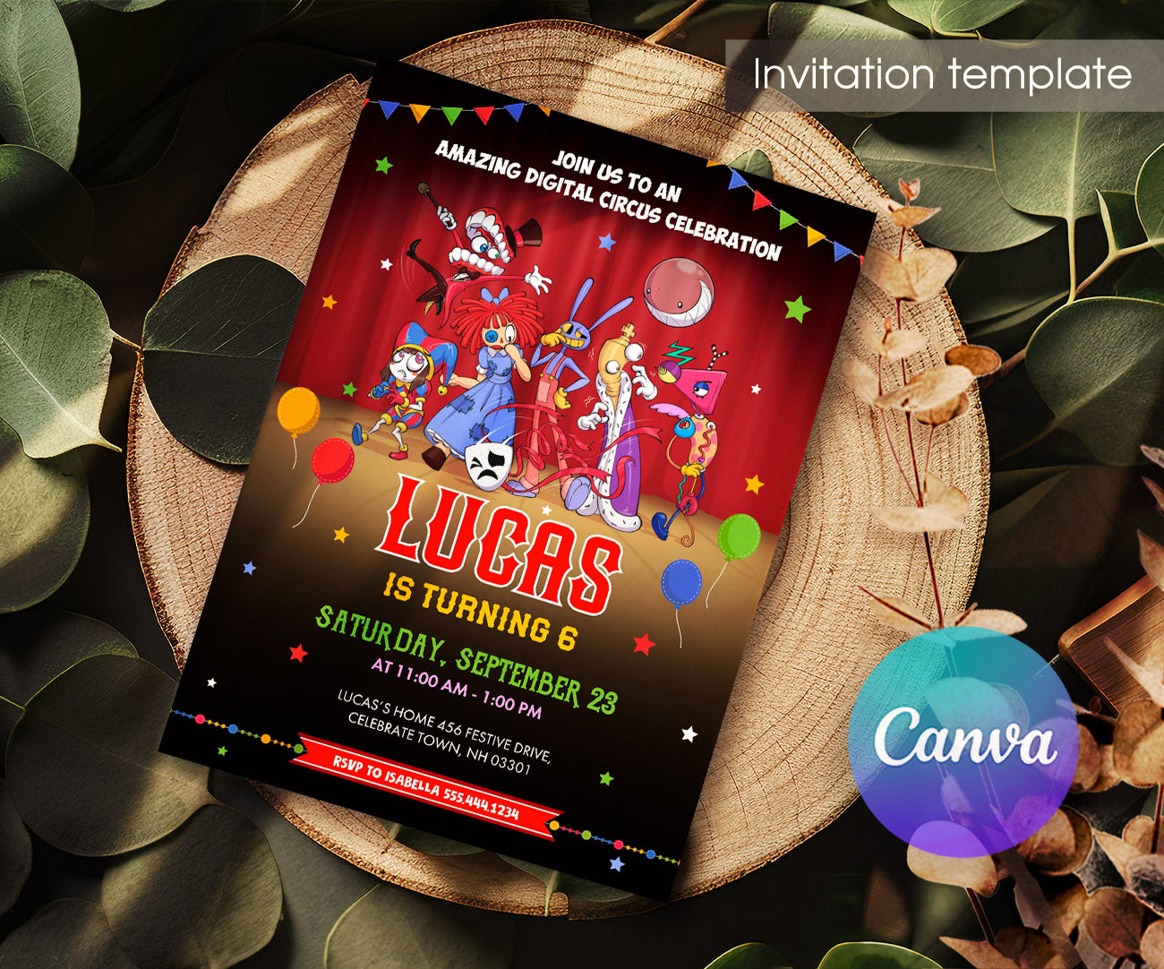 The Amazing Digital Circus customizable invitation template | Share or Print | BU911