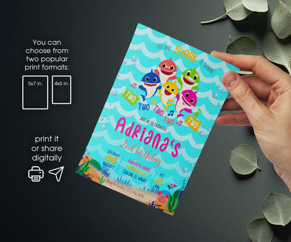 Baby Shark customizable invitation template | Share or Print | MB306