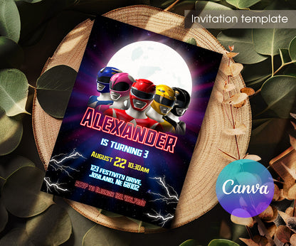 Mighty Morphin Power Rangers customizable invitation template | Share or Print | boy | UD843