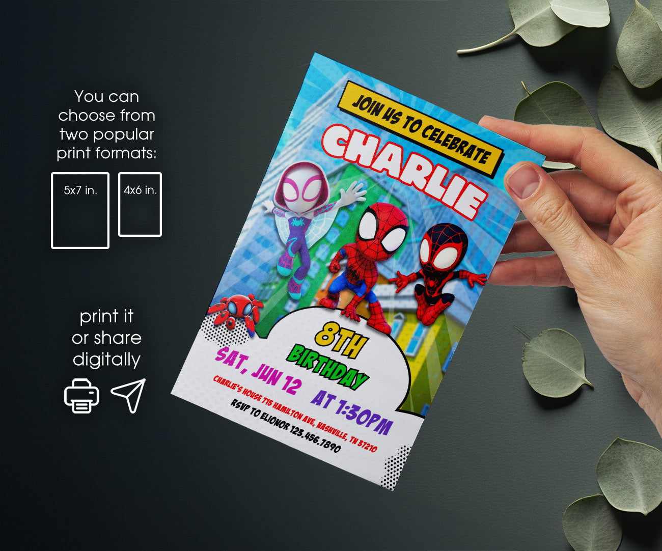 Spidey and His Amazing Friends customizable invitation template | Share or Print | boy | NE631
