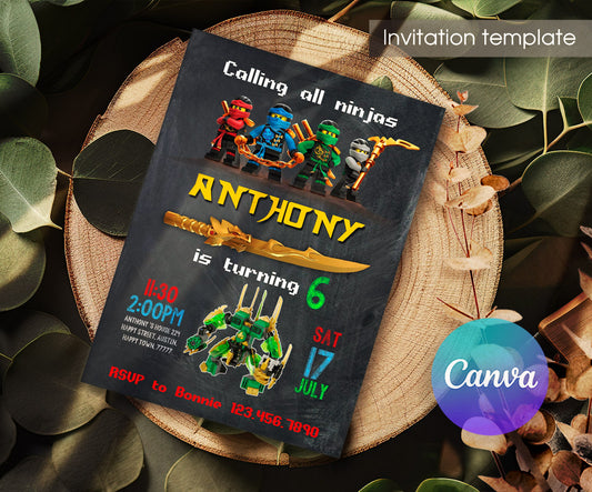 Ninjago Minifigures Lego customizable invitation template | Share or Print | XL231