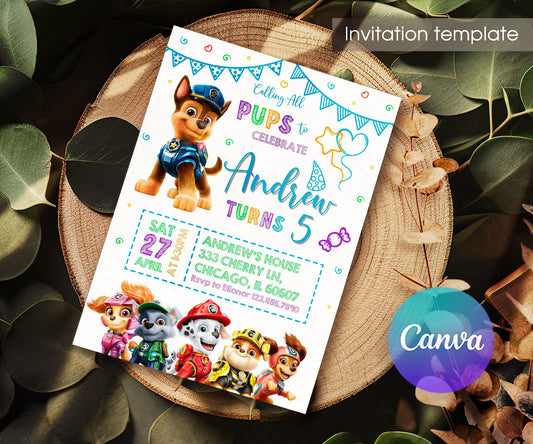 PAW Patrol customizable invitation template | Share or Print | UU262