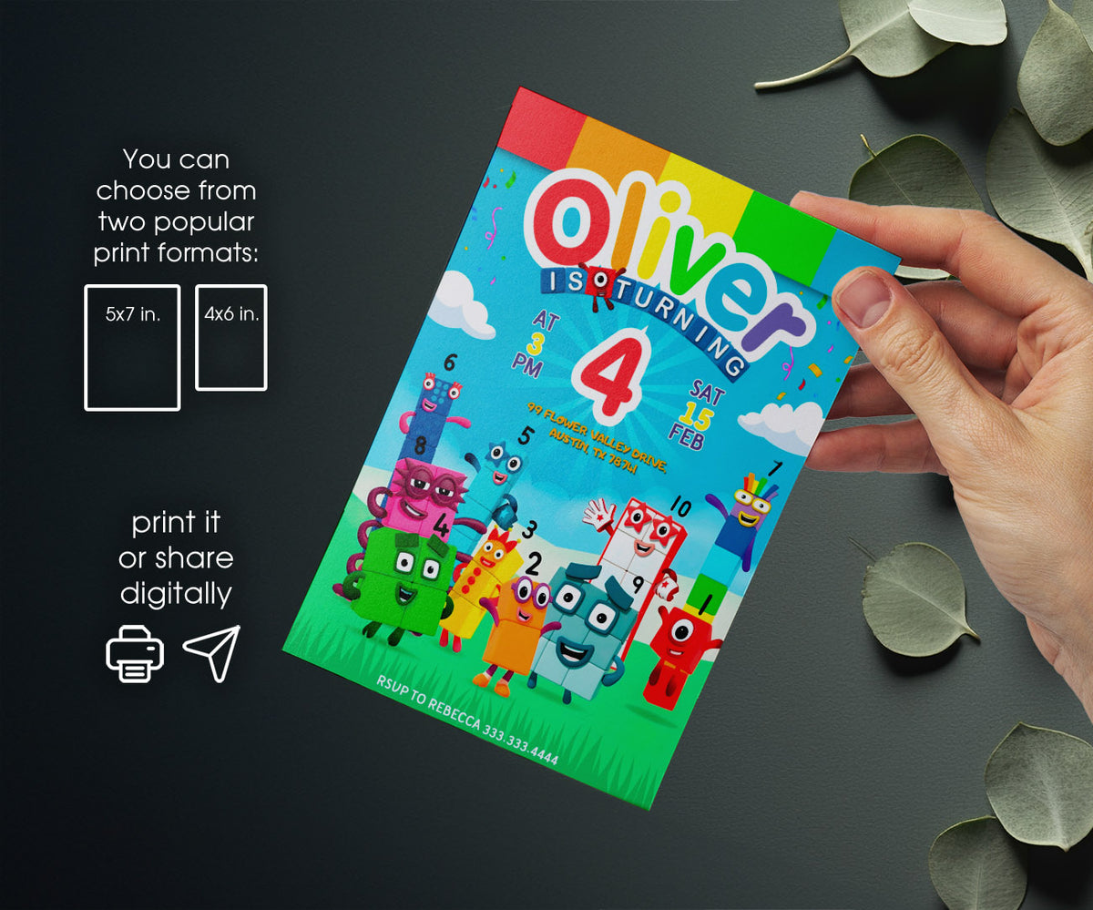 Numberblocks customizable invitation template | Share or Print | CP590