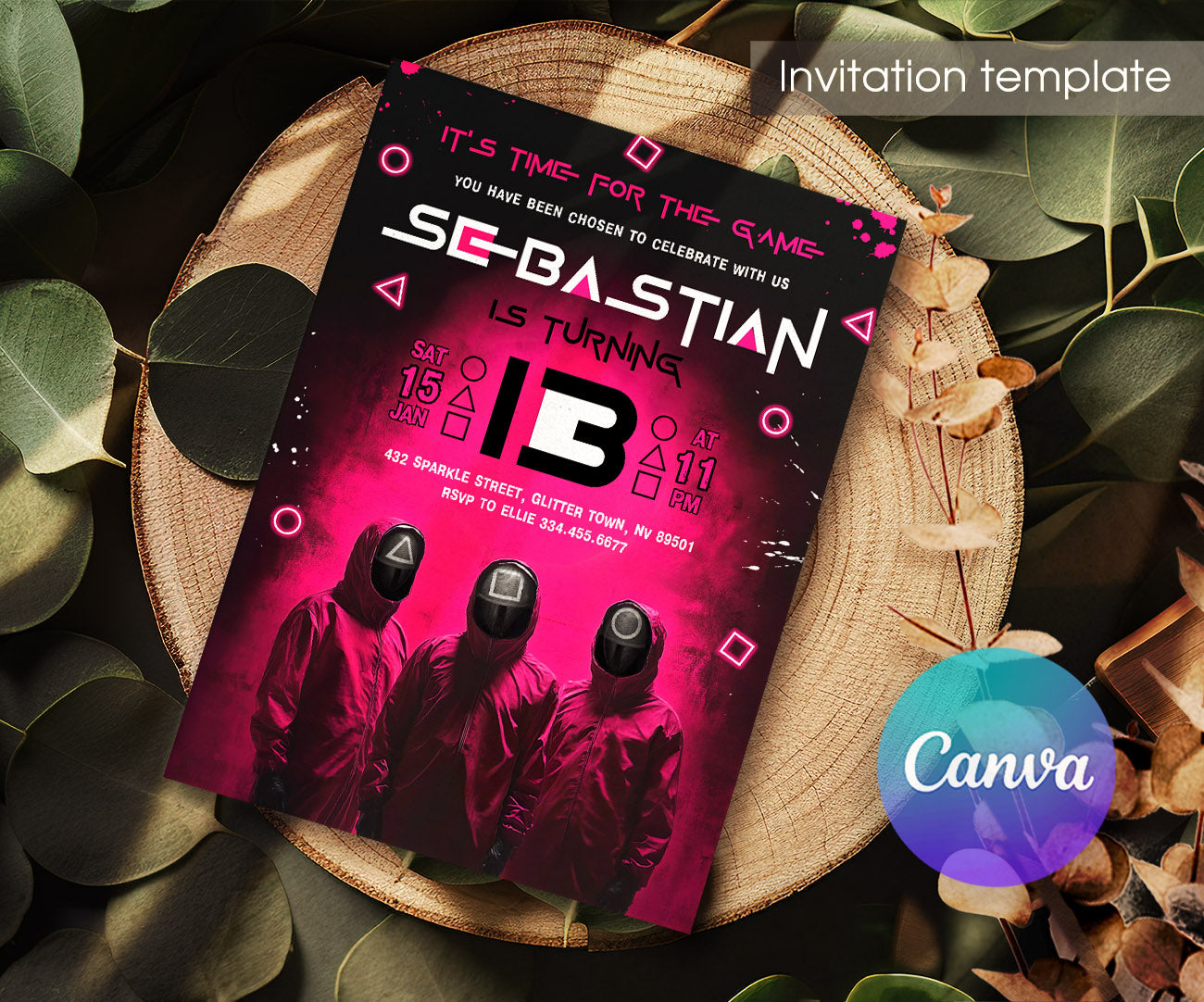 Squid Game customizable invitation template | Share or Print | NU237