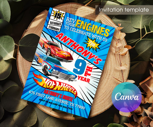 Hot Wheels Racing customizable invitation template | Share or Print | boy | HH290