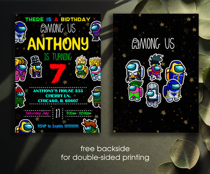Among Us Gamer customizable invitation template | Share or Print | EJ652