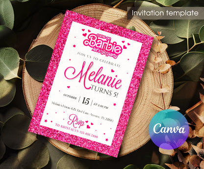 Barbie Pink customizable invitation template | Share or Print | girl | DA724