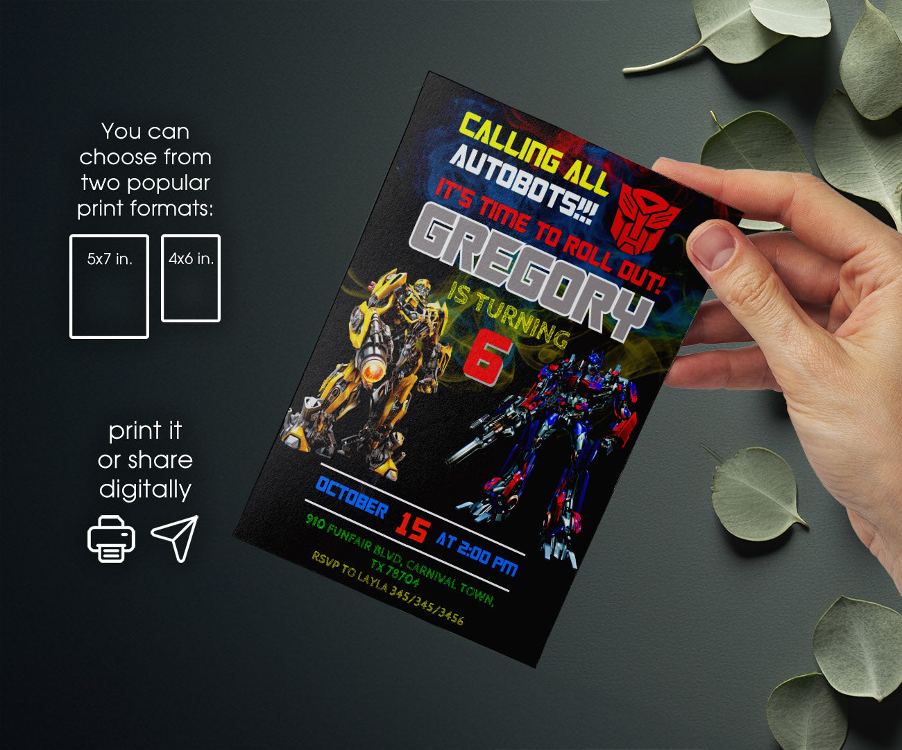 Transformers Rescue Bots customizable invitation template | Share or Print | boy | II238