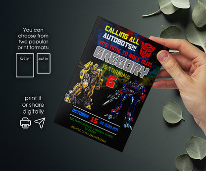 Transformers Rescue Bots customizable invitation template | Share or Print | boy | II238