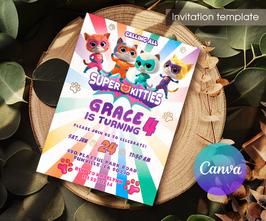 SuperKitties customizable invitation template | Share or Print | DU029