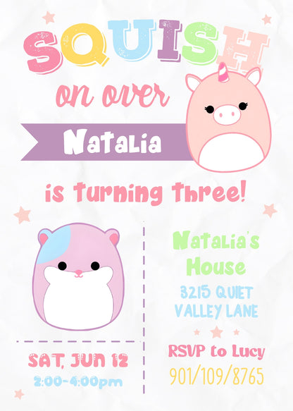 Squishmallows customizable invitation template | Share or Print | VK542