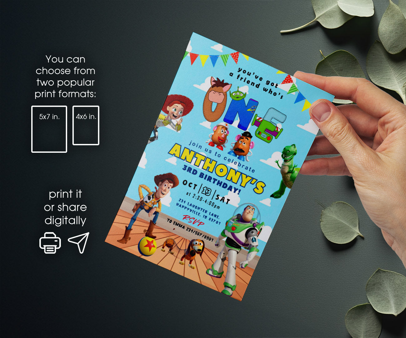 Toy Story Woody customizable invitation template | Share or Print | YP206