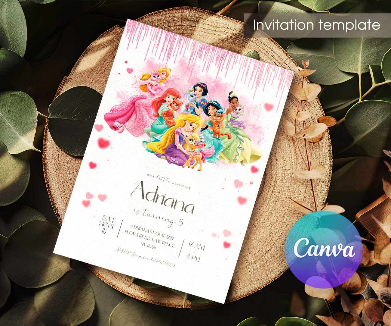 Disney Princess customizable invitation template | Share or Print | girl | DW422