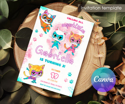SuperKitties customizable invitation template | Share or Print | DG597