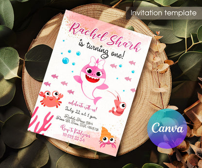 Baby Shark customizable invitation template | Share or Print | TU519