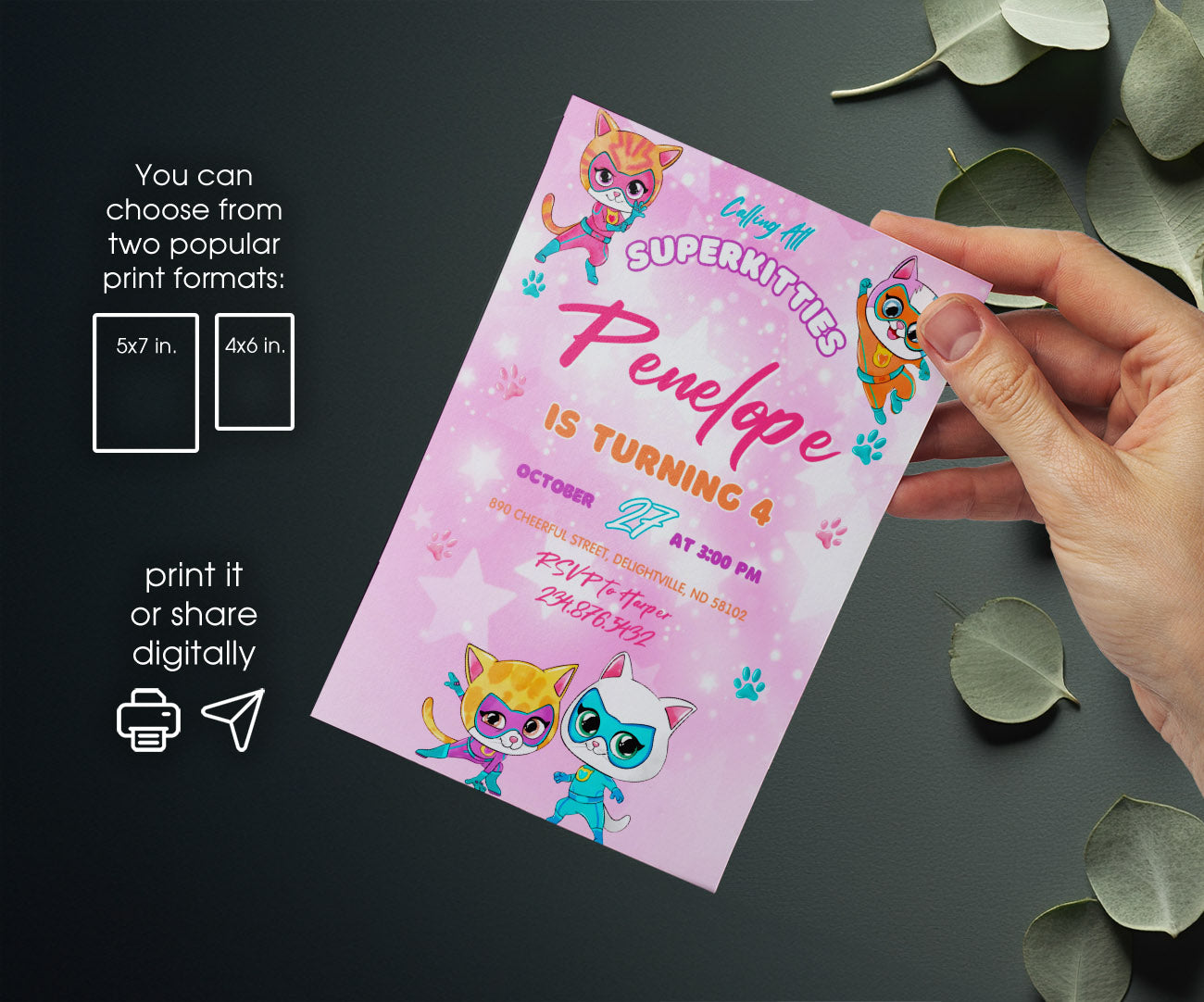 SuperKitties customizable invitation template | Share or Print | AM491
