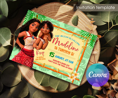 Moana Princess customizable invitation template | Share or Print | girl | NO253
