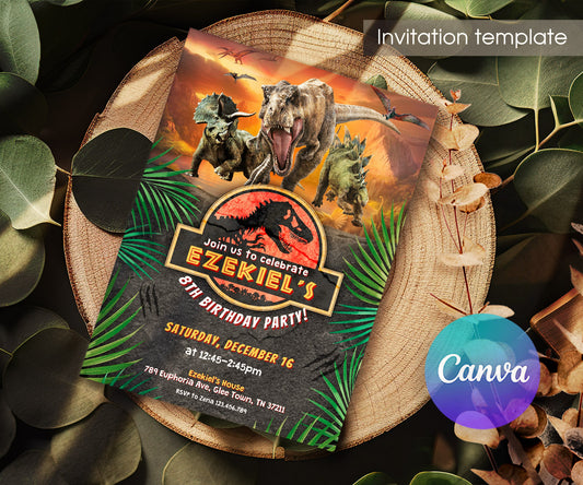 Jurassic Park Dinosaur customizable invitation template | Share or Print | PU808