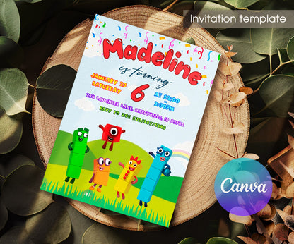 Numberblocks customizable invitation template | Share or Print | NB904