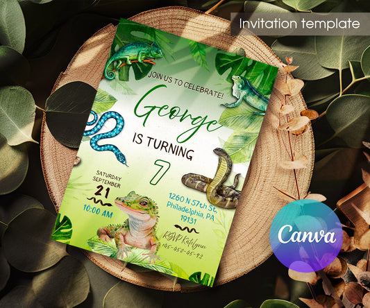 Reptile Lizard Snake customizable invitation template | Share or Print | NP158