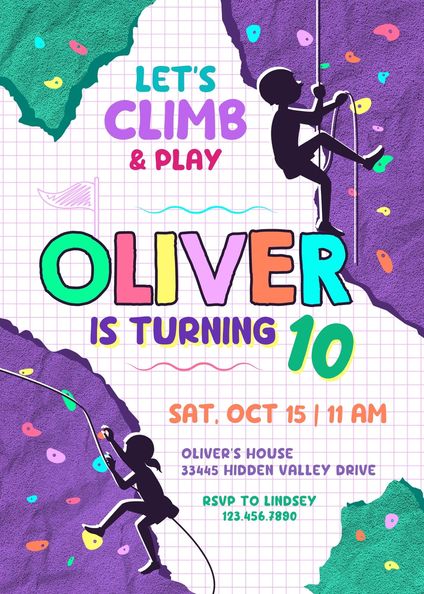 Rock Climbing customizable invitation template | Share or Print | UJ074