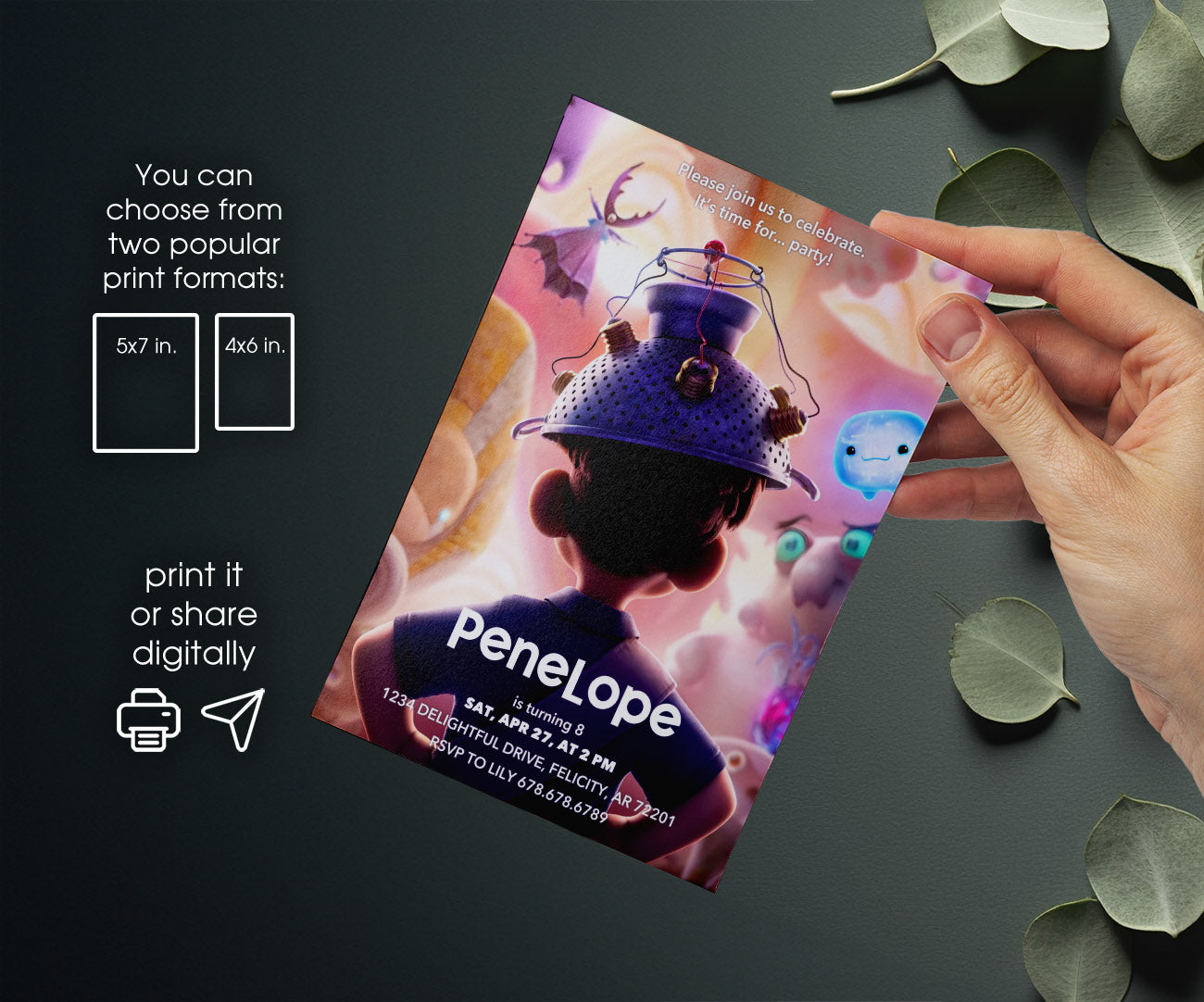 Elio Movie customizable invitation template | Share or Print | WY318