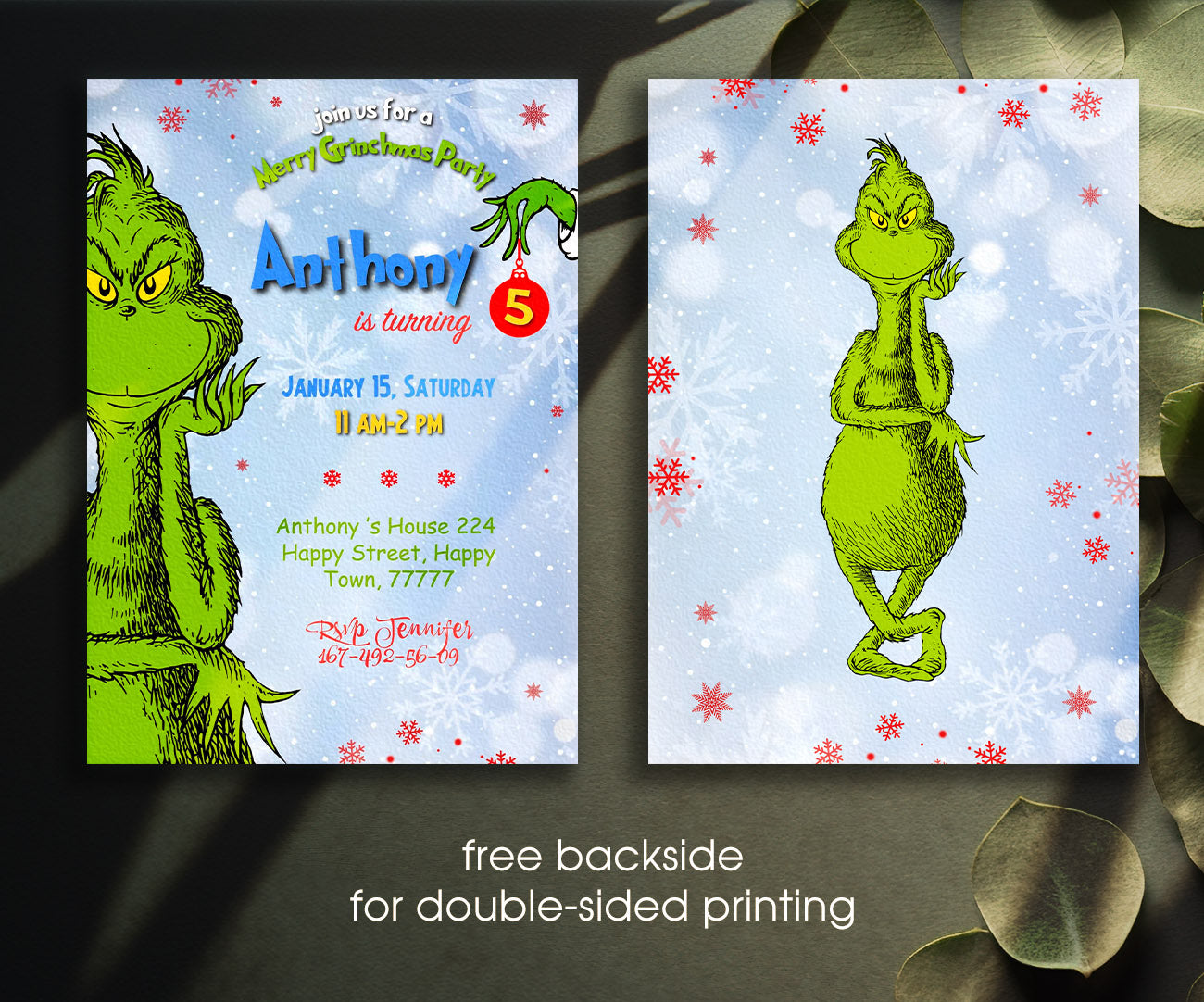 The Grinch  Merry Grinchmas customizable invitation template | Share or Print | JD741
