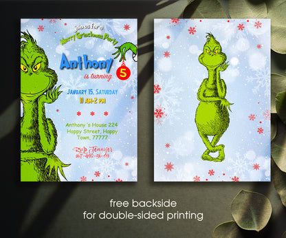 The Grinch  Merry Grinchmas customizable invitation template | Share or Print | JD741