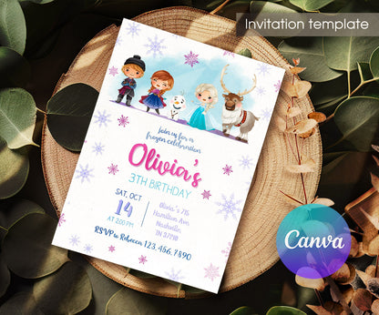 Frozen Elsa customizable invitation template | Share or Print | girl | PJ921