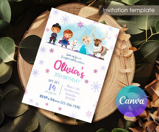 Frozen Elsa customizable invitation template | Share or Print | girl | PJ921