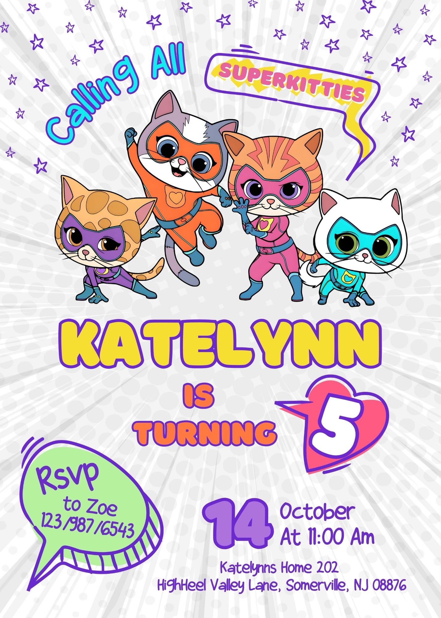 SuperKitties customizable invitation template | Share or Print | FZ781