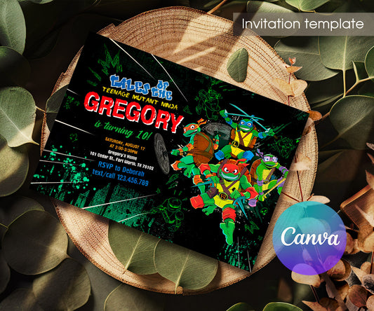 Teenage Mutant Ninja Turtles customizable invitation template | Share or Print | boy | KU234