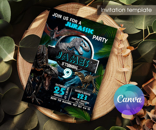 Jurassic Park Dinosaur customizable invitation template | Share or Print | NR280