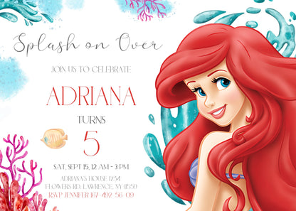 Ariel The Little Mermaid customizable invitation template | Share or Print | girl | LH162