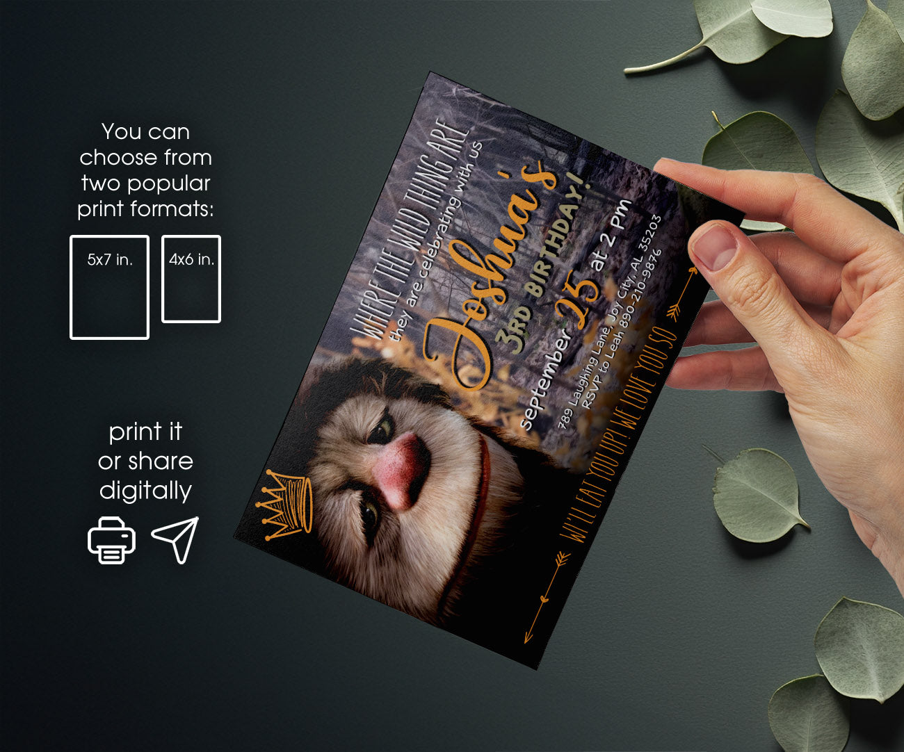 Where The Wild Things Are Maurice Sendak customizable invitation template | Share or Print | JD583