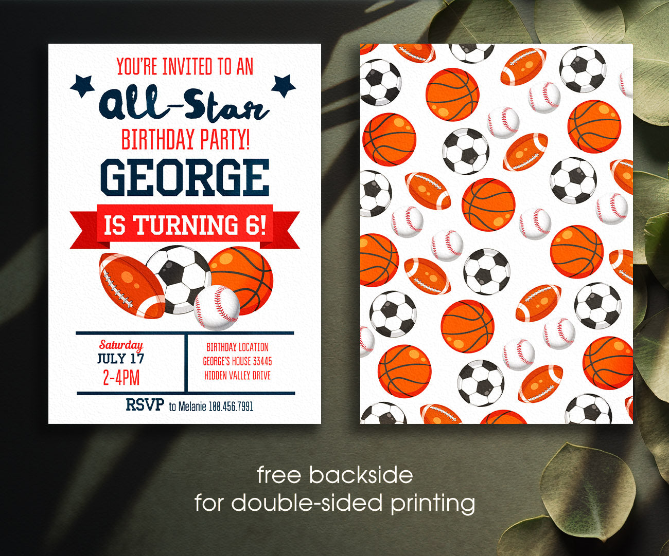Sport Football Basketball Baseball customizable invitation template | Share or Print | boy | ID755