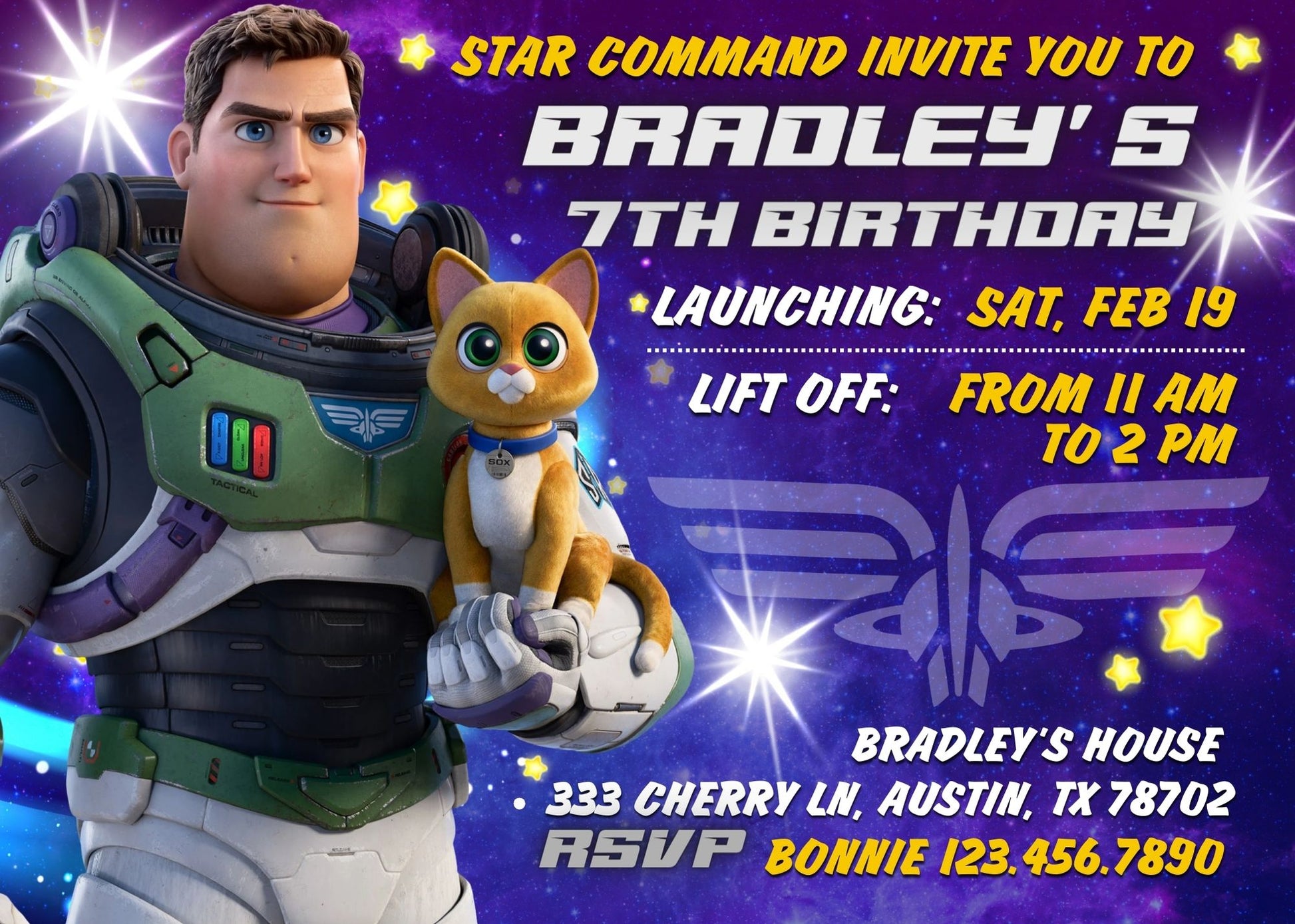 Buzz Lightyear Toy Story customizable invitation template | Share or Print | boy | BN285