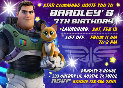 Buzz Lightyear Toy Story customizable invitation template | Share or Print | boy | BN285
