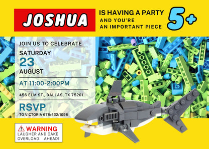 Lego Shark Jaws customizable invitation template | Share or Print | LI765