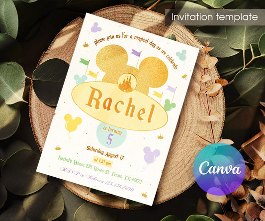Disneyland customizable invitation template | Share or Print | girl | ZE763